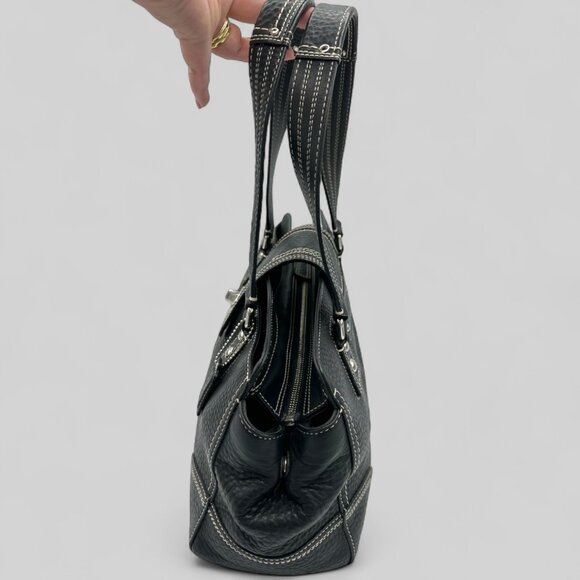 ⭐️SOLD⭐️ Vintage Coach Hampton Black Leather Satchel #F13961 - Picture 7 of 13